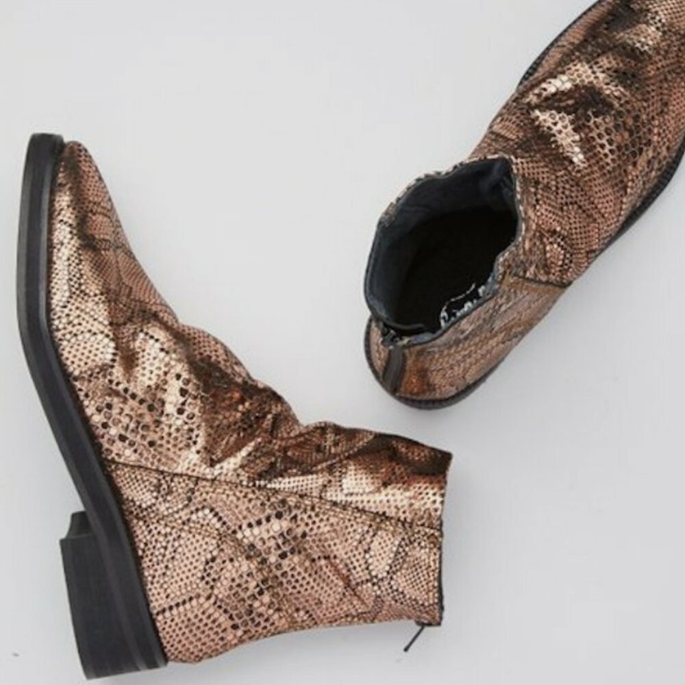 NWOB Free People Bronze Amarone Leather Ankle Boot